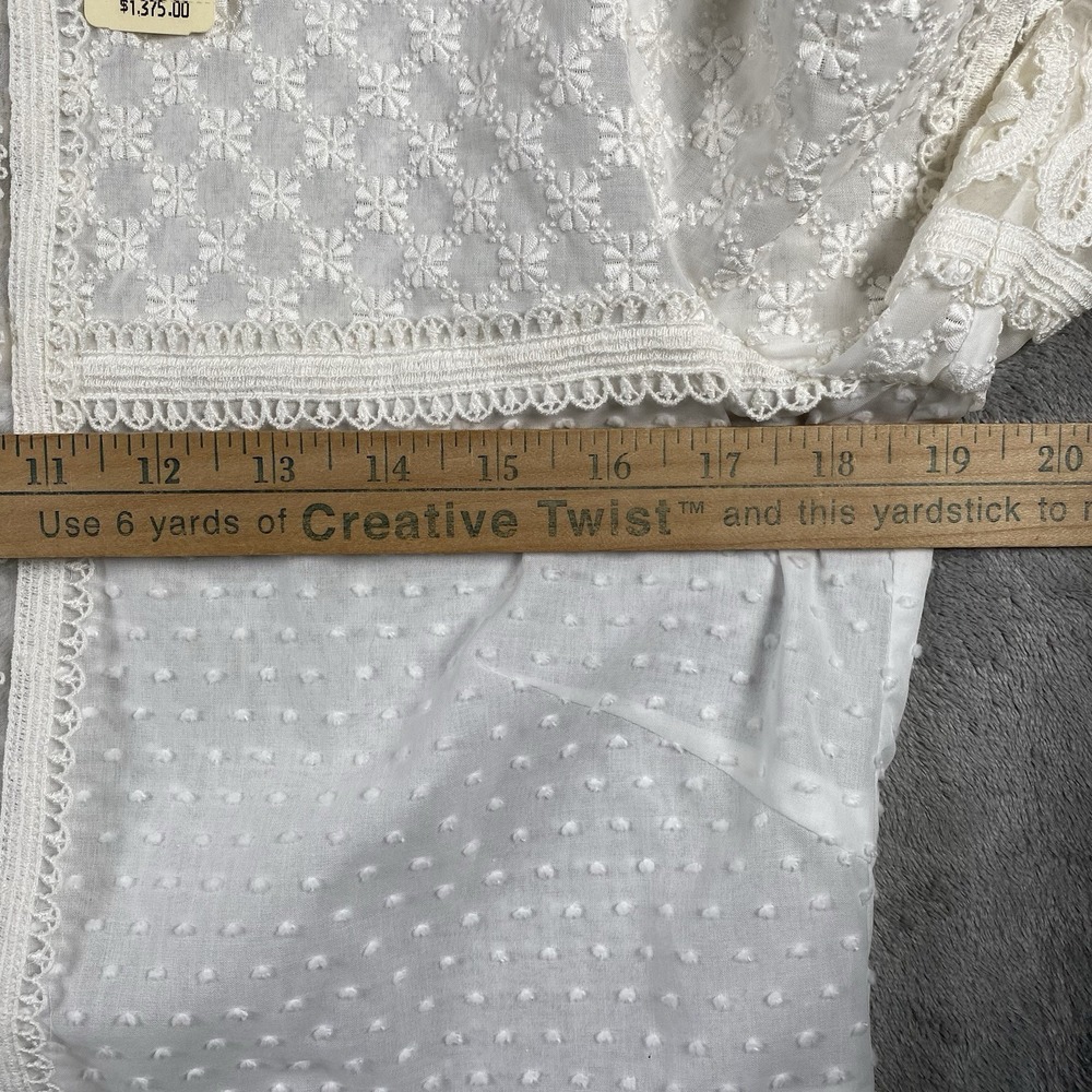 Andrew GN Top Womens Sz 6 FR 38 White Semi Sheer Blouse Lace Cotton Silk France - Picture 10 of 13